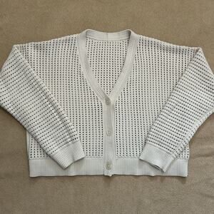 Lululemon Cotton Crochet Mesh Knit Relaxed Fit Oversized Cardigan Sweater Small